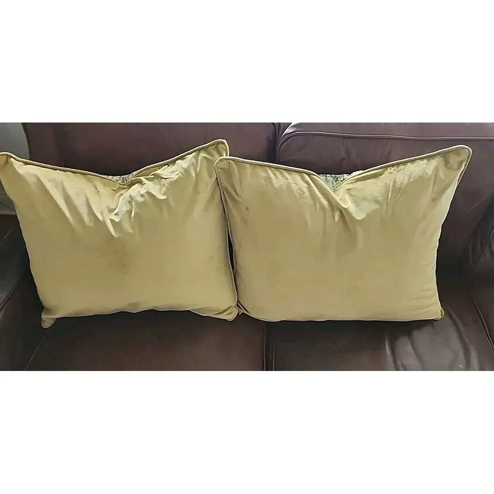 Pair RODEO HOME VELVET MUTED SILVER/Dijon Mustard‎ Gold PILLOW COVERS 23